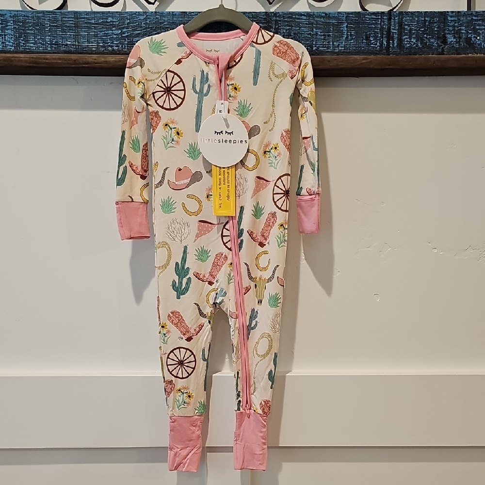 NWT Little Sleepies Pink Ready to Rodeo Zippy 12-18 Months